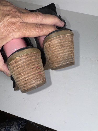 Zapato botín occidental Lucky Brand Bray de cuero negro punta abierta con honda talla 10 m - Imagen 9 de 10