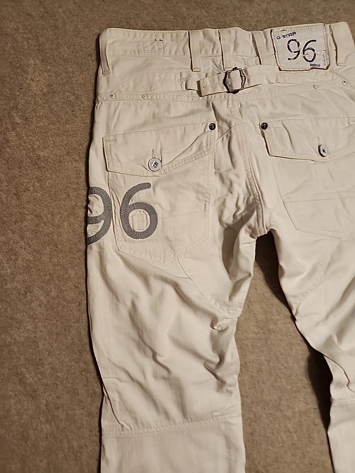 G Star Jeans Men Elwood Heritage Double Knee Loose White  buckle back 32x32 Nice - Image 4 of 4