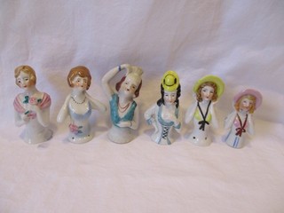 vintage mixed porcelain craft sewing pin cushion vanity fan half doll Japan lot