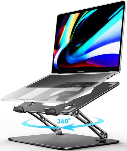 Adjustable Laptop Stand with 360° Rotating Base, Ergonomic Laptop Stand for D...