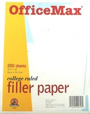College Ruled Filler Paper 200 Sheets 10.5x8 3-Hole Punch OfficeMax