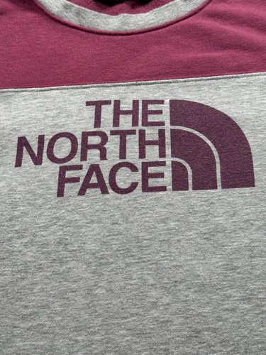 The North Face Womens Crewneck Sweatshirt Gray/Burgandy Pullover Sweater L - Picture 3 of 7