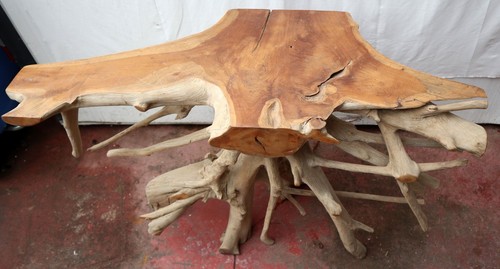 Consolle in radice di teak massello cm 121x45x78h root ingresso industrial - Imagen 4 de 11