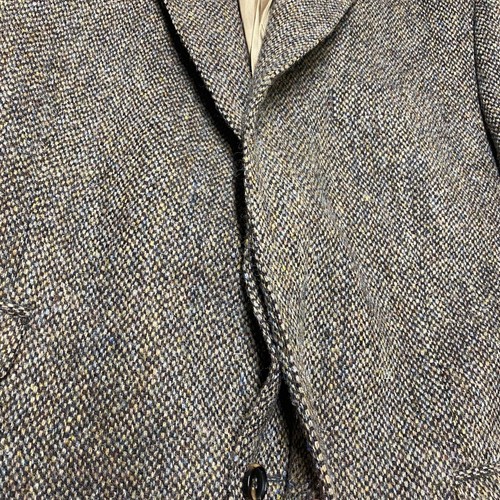 Walker Slater Harris Tweed Nathan Overcoat Men's 46R Brown Pure Wool Long - Picture 4 of 14