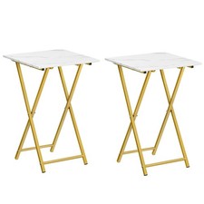 HOOBRO Folding TV Tray Tables, Set of 2 Wooden , Portable Sofa Side Table,