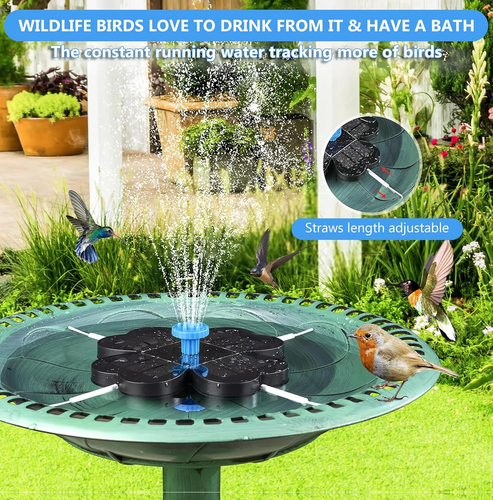 Reelau 3.5W Solar Fountain for Bird Bath, Clover Floating Solar Bird Bath Fou... - Picture 4 of 12