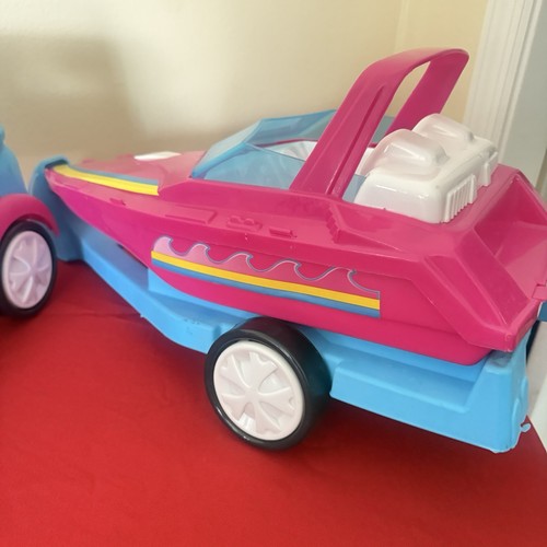 American Plastic Toys  Pink  Barbie Style  Boat  & Trailer  U.S.A Walled Lake MI - Picture 3 of 17