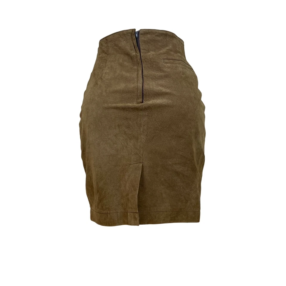 Falda tubo de cintura alta de cuero marrón con cremallera trasera talla 7 Capezio para mujer Foto 3 de 4