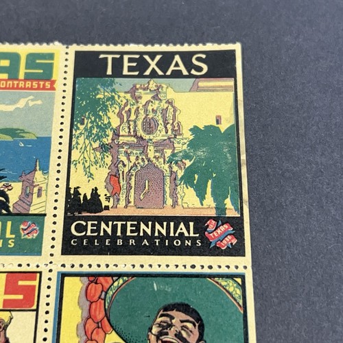 Lot (5) US TEXAS CENTENNIAL CELEBRATIONS Poster Stamps - Picture 5 of 16