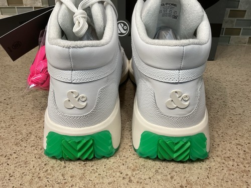 G/Fore G4 G. 112 Leather Mid Top Street Shoes Mens Size 12.5 White Green New - Picture 10 of 15