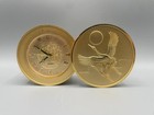 CITIZEN Rhythm Quartz Desk Clock Crane Relief Roman Numerals Gold Tone Retro