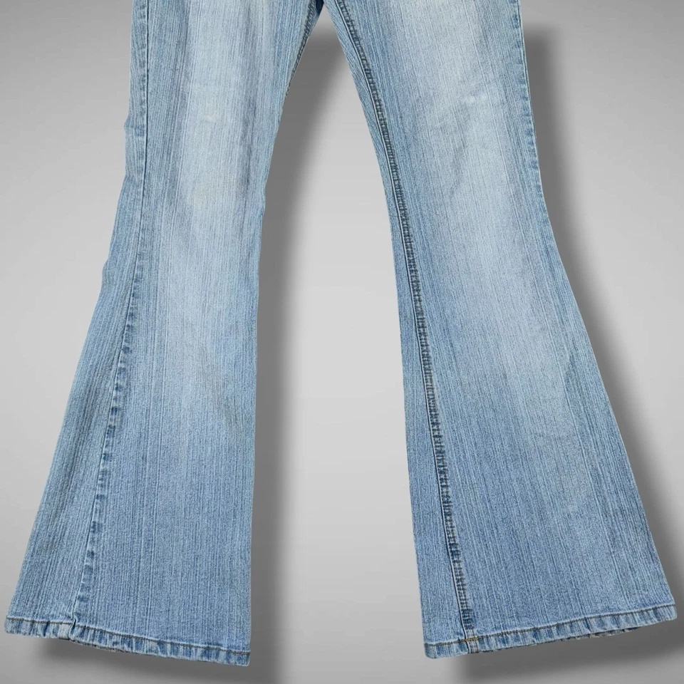 Pantalones de mezclilla Mudd Y2K años 2000 para mujer talla 5 lavado ligero tiro bajo corte bootcut acampanado retro grunge Foto 4 de 4
