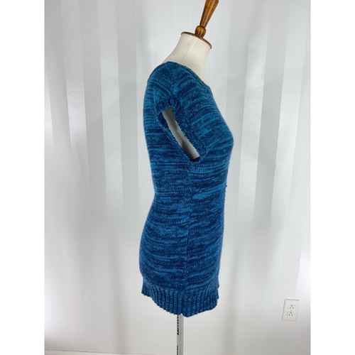 IT’S OUR TIME Women’s Blue Capped Sleeve Sweater Sz M MISSING BELT - Picture 2 of 10
