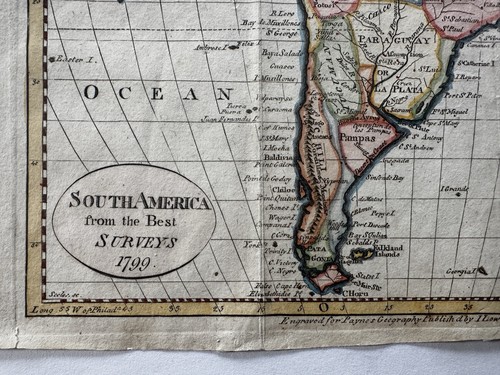 South America 1799 Scoles American made antique hand colored miniature map - Picture 2 of 4
