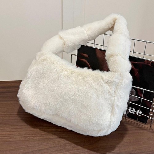 Plush Shoulder Bags for Femme Luxury Designer Soft Winter Ladies Clutch Purse - Picture 6 of 14
