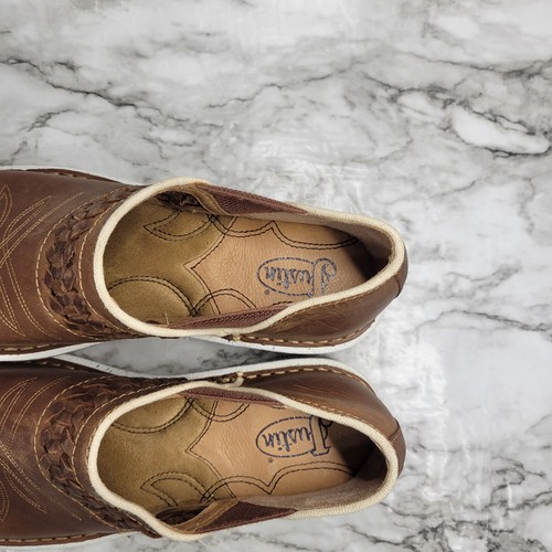 Justin Boots Poly Womens Brown 10M Slip On's JL240 Brown Leather Flats Boat Shoe - Bild 7 von 9