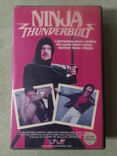 NINJA THUNDERBOLT VHS 1985 RICHARD HARRISON WANG TAO MARTIAL ARTS TESTED RARE - Picture 1 of 10