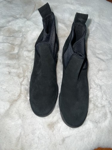 Eileen Fisher neu ohne Karton 265 $ Floyd wasserdichte Stiefel schwarz Wildleder Leder seitlicher Reißverschluss - Bild 5 von 5