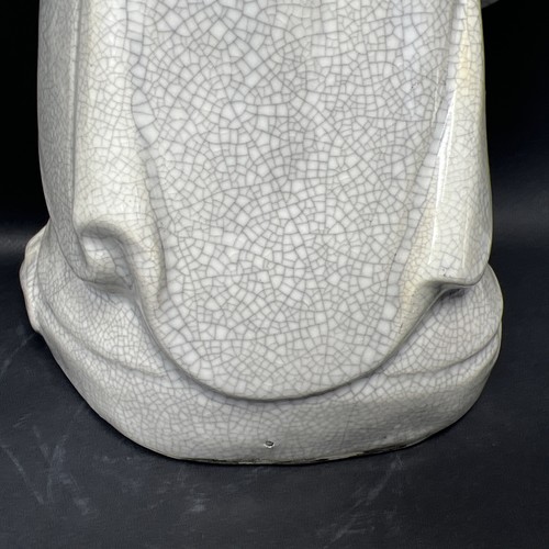 NOS 12” Cheering Happy Buddha Porcelain Crackle Glaze Laughing Monk Ho Tai - Picture 7 of 11