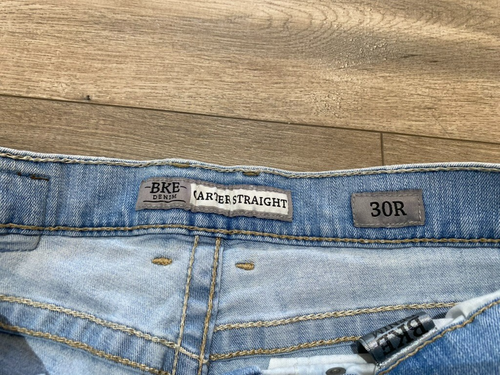 Pantalones de mezclilla BKE Hebilla Carter rectos para hombre 30X32 punto grueso elásticos azules - Imagen 4 de 11