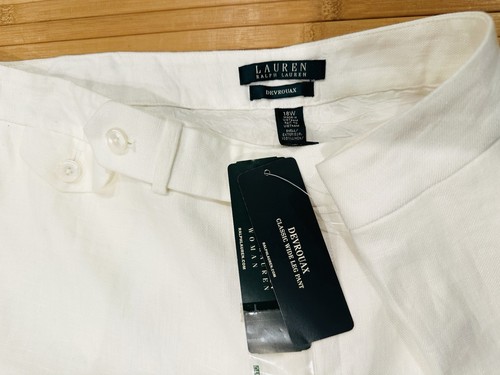 Lauren Ralph Lauren White Devrouax Linen Lined Pants Wide Leg Womens 18W NWT$149 - Picture 5 of 8