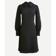 J.Crew Black Long Sleeve Ruffle Collar A Line Dress Item size 14