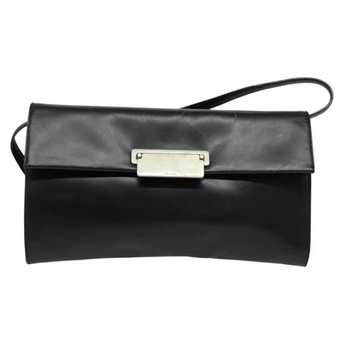 Prada Vitello Black Leather Shoulder Bag Authentic