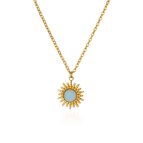 Sunflower Pendant Necklace Stainless Steel Geometric Clavicle Chain Jewelry - Picture 22 of 51