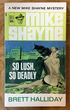 So Lush, So Deadly by Brett Halliday - VG+ vintage 1968 crime PBO, McGinnis GGA