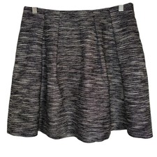 MADEWELL Black Gray White Tweed Pleated Mini Short Skirt W/Pockets EUC 6