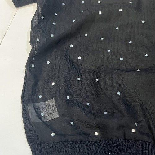 Katia Girl's Black Bow Rhinestone Studded Button Up Cardigan Tags Large - Picture 8 of 17