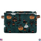 Large Foldable Halloween Basket with Handles - Pumpkin Ghost Storage Bin