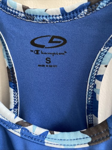 Girls C9 Champion Blue Camouflage Racerback Tank Top Size Small Built in Bra - Picture 4 of 12