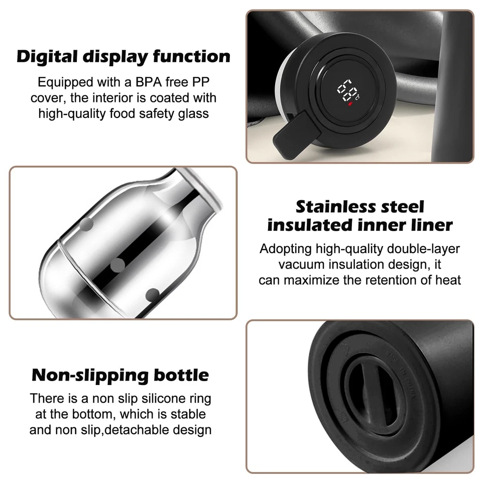 Cafetière isotherme de 1 l avec affichage de la température, théière thermiqu... - Photo 3/4