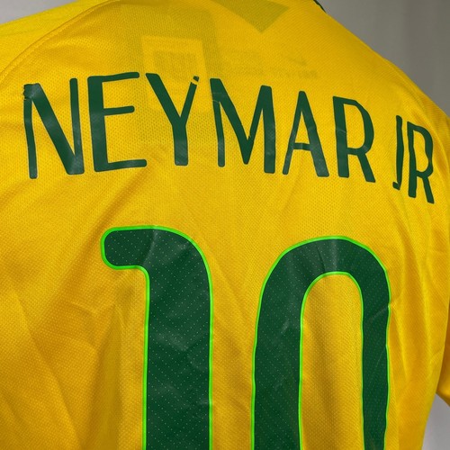 Neymar Jr #10 Brasilien Fußball Nike 2014-15 Gold Heim Stadion Trikot Herren XL Neu mit Etikett - Bild 3 von 21