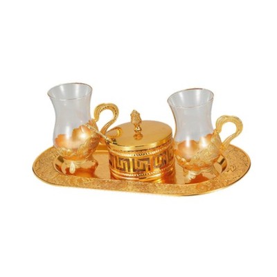 Türkisches Kaffee Servier Set mit Tassen und Tablett, Premium Haushalt Kaffeetasse