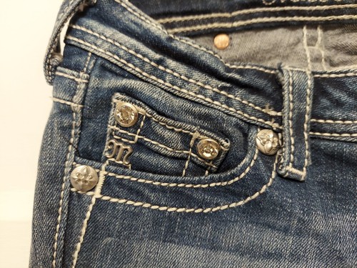 Nwts Miss Me Girl's Size 10 Blue Rhinstoned Cross Capris Jeans Jk5772P - Picture 5 of 12