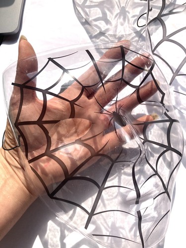 5x MASCHERA WEB RAGNO trasparente abito fantasia Halloween mascherata ragnatela palla mascherata - Foto 3 di 3