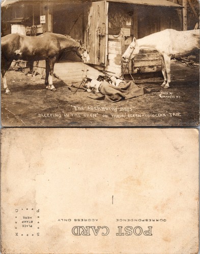 RPPC Abernathy Jungen schlafen im offenen Ozean Reise echte Postkarte