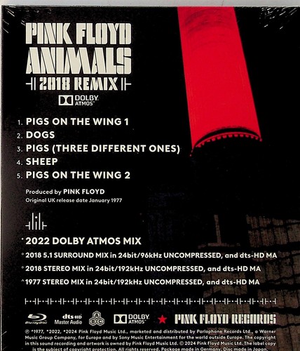 Pink Floyd -Animals 2018 Remix: Dolby Atmos -5.1 Mixes -Blu Ray Audio -NEW -2024 - Picture 2 of 2