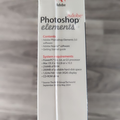 VINTAGE FACTORY SEALED Adobe Photoshop Elements 3.0 2004 w/ Serial Number Mac - Picture 7 of 7