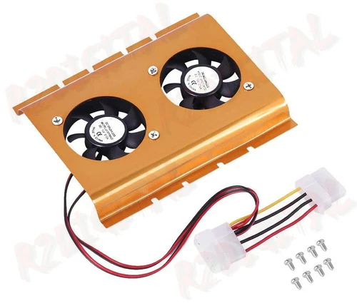DISSIPATORE per HARD DISK da 3.5" HD 2 VENTOLE INTERNO SILENT FAN MOLEX 4 PIN