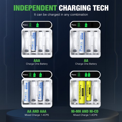 4 Bay LCD AA AAA Battery Charger for NIMH NICD AA AAA Rechargeable Batteries USA - Picture 6 of 12