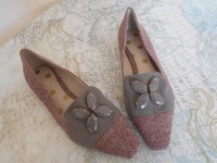 Boden Bn Wow Jewelled Flats Shoes - Pink Tweed - Size 41 - 2016 Boden Bn Wow Jewelled Flats Shoes - Pink Tweed - Size 41 - 2016