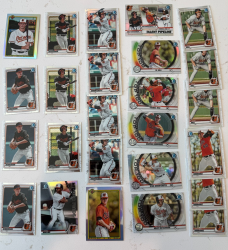Baltimore Orioles 2020 Bowman Chrome 24 Card Lot Rookie Insert Gunnar Adley