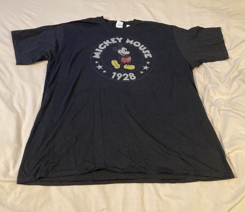 Disney Retro 1928 Mickey Mouse Men’s 2XL Black T-Shirt 100% Cotton Licensed Top - Picture 7 of 13