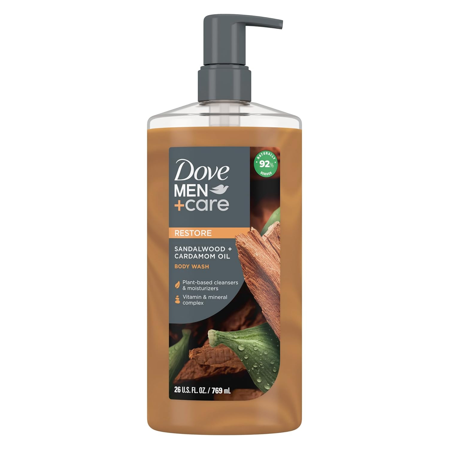 Dove Men+Care Body Wash Sandalwood + Cardamom Oil to Rebuild Skin in the Shower