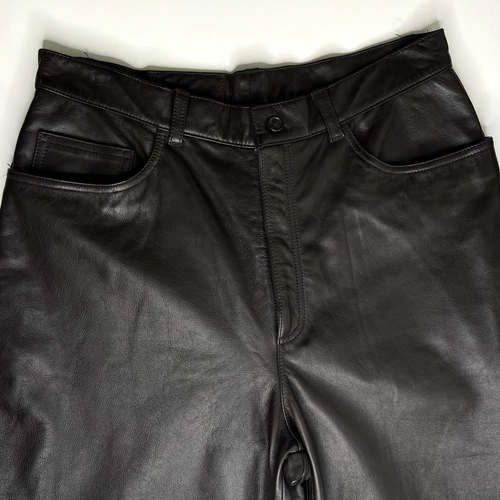 Ralph Lauren 100% Leather Pants Espresso Brown Straight Vintage 90s Size 12 - Picture 4 of 12