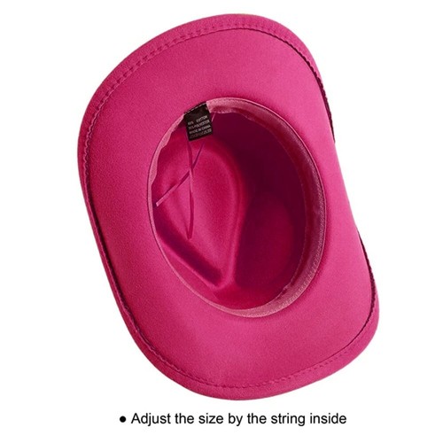 Hot Pink Western Cowboy, Cowgirl Hat, Lone Star Strap, Men Women Retro Wide Brim - Picture 2 of 2