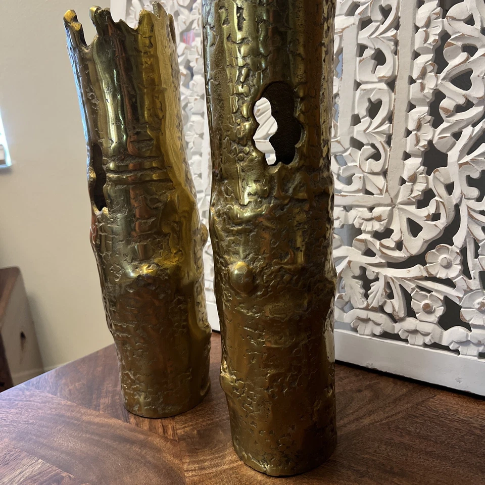 "Juego de jarrones altos coral dorado delgado receptáculo par océano decoración náutica 32 y 30""" Foto 2 de 3